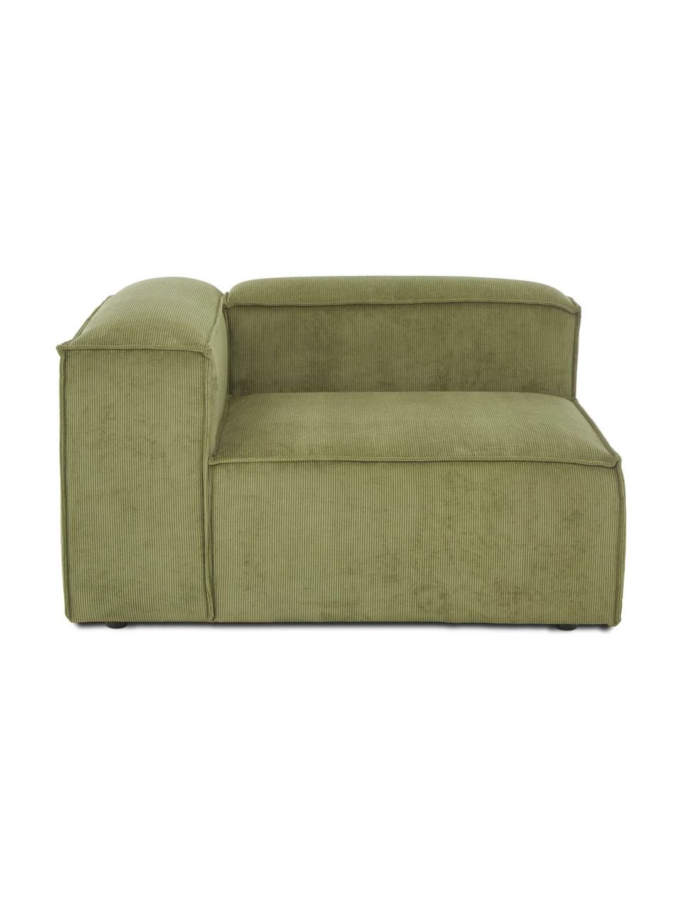 Westwing Collection Chauffeuse d'angle velours côtelé vert Lennon, larg. 119 x prof. 119 cm, méridienne à gauche 1 Westwing Collection Chauffeuse d'angle velours côtelé vert Lennon, larg. 119 x prof. 119 cm, méridienne à gauche