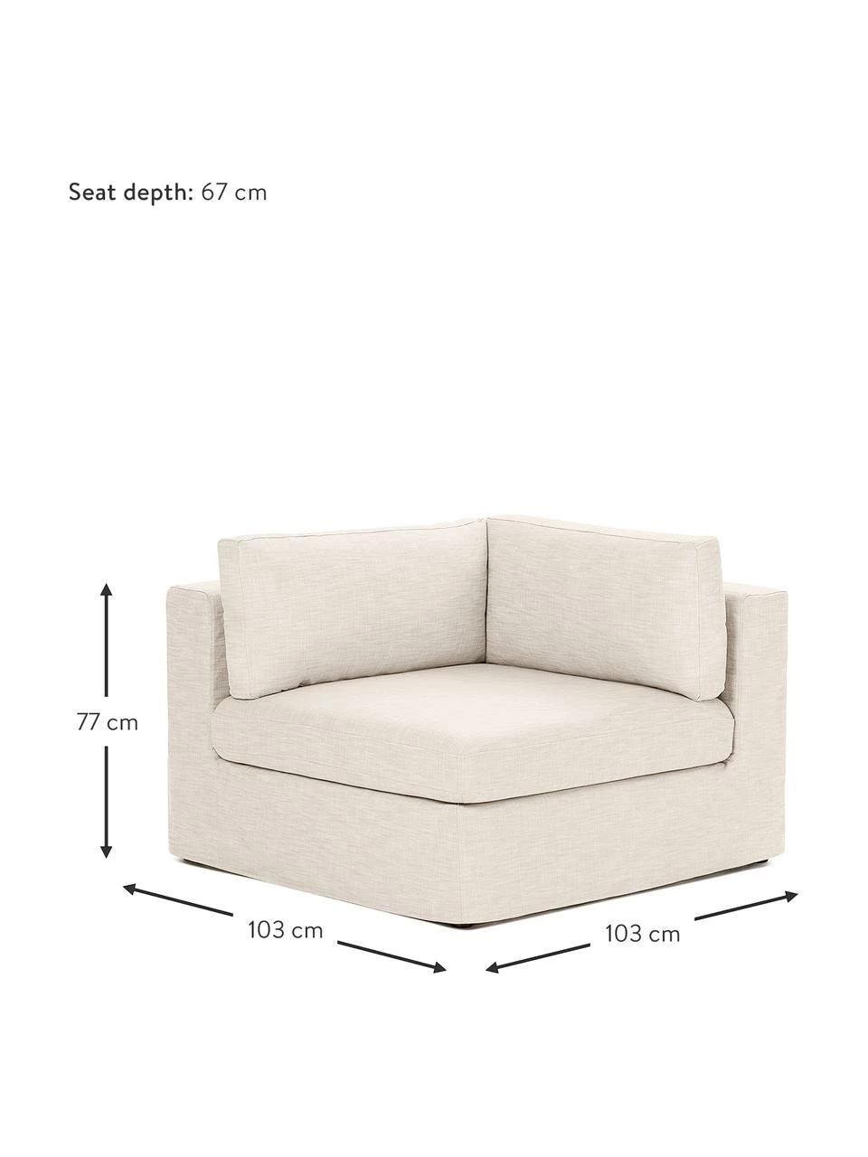 Westwing Collection Chauffeuse pour canapé modulaire beige Russell, larg. 103 x haut. 77 cm 2 Westwing Collection Chauffeuse pour canapé modulaire beige Russell, larg. 103 x haut. 77 cm – Image 2