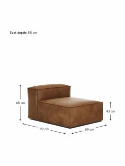 Westwing Collection Chauffeuse pour canapé modulaire en cuir recyclé brun Lennon, larg. 89 x prof. 119 cm -furniture Soldes Chauffeuse pour canape modulaire en cuir recycle brun Lennon 2