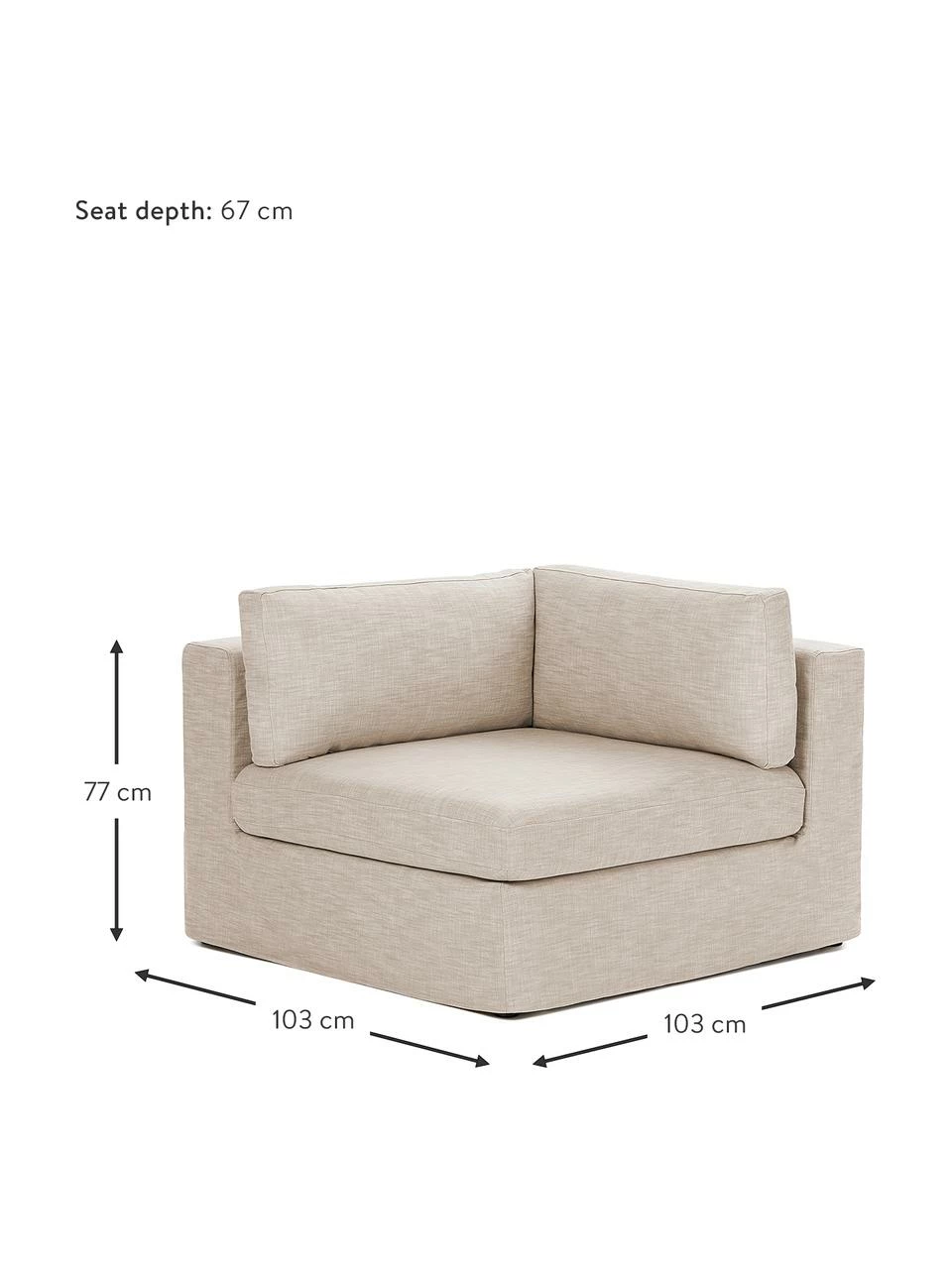 Westwing Collection Chauffeuse pour canapé modulaire taupe Russell, larg. 103 x haut. 77 cm 2 Westwing Collection Chauffeuse pour canapé modulaire taupe Russell, larg. 103 x haut. 77 cm – Image 2