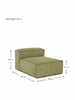 Westwing Collection Chauffeuse pour canapé modulaire velours côtelé vert Lennon, larg. 89 x prof. 119 cm -furniture Soldes Chauffeuse pour canape modulaire velours cotele vert Lennon 3