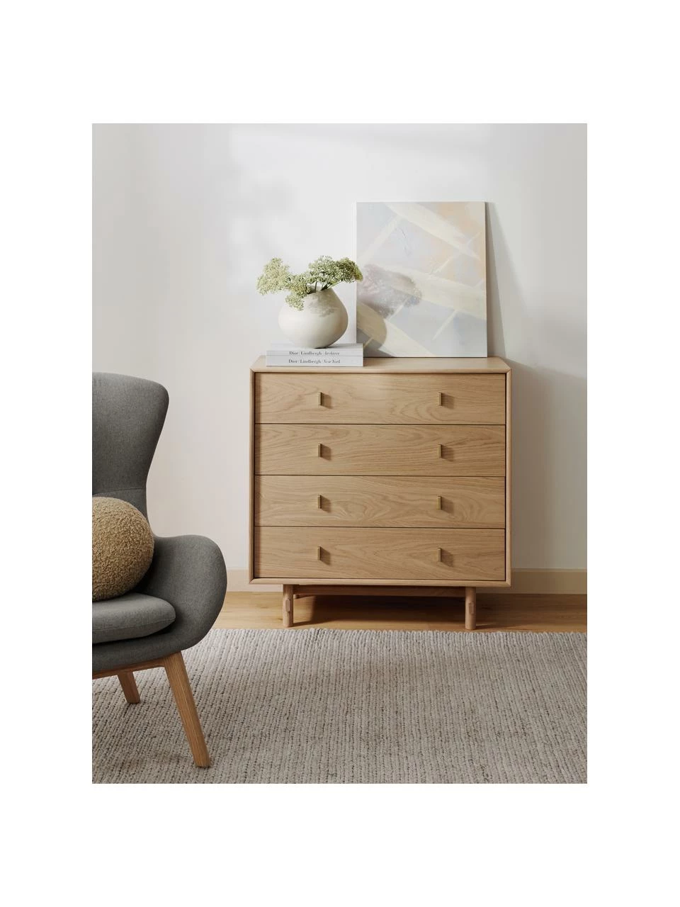 Westwing Collection Commode bois de chêne avec tiroirs Diana, larg. 100 x haut. 100 cm 2 Westwing Collection Commode bois de chêne avec tiroirs Diana, larg. 100 x haut. 100 cm – Image 2