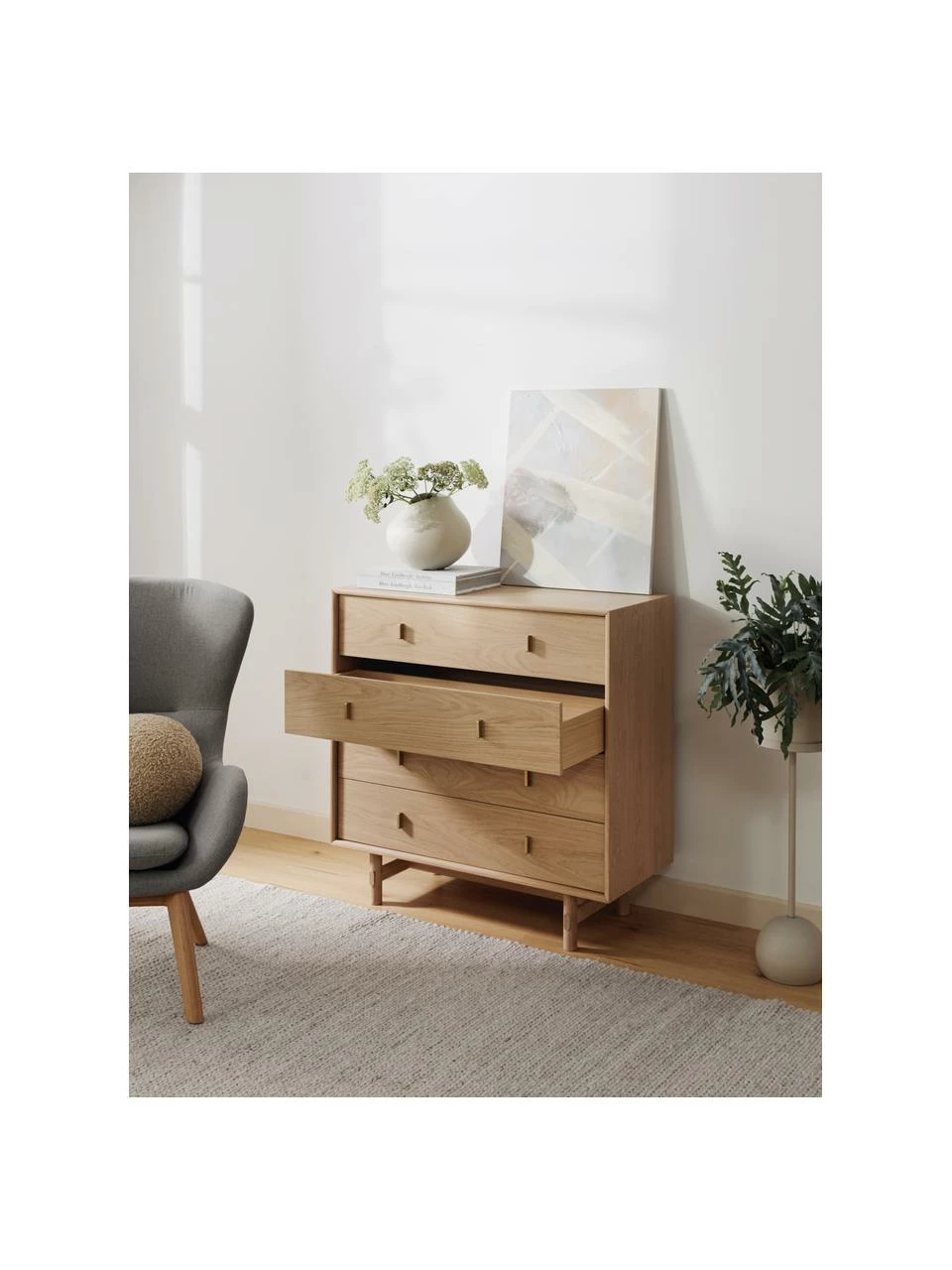 Westwing Collection Commode bois de chêne avec tiroirs Diana, larg. 100 x haut. 100 cm 3 Westwing Collection Commode bois de chêne avec tiroirs Diana, larg. 100 x haut. 100 cm – Image 3