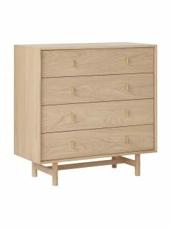 Westwing Collection Commode bois de chêne avec tiroirs Diana, larg. 100 x haut. 100 cm