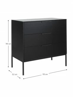 Commode noire à tiroirs Adam, larg. 94 x haut. 93 cm -furniture Soldes Commode noire a tiroirs Adam 2