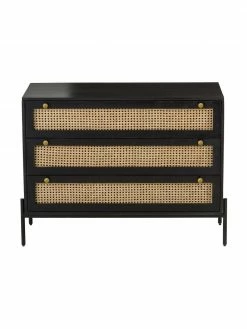 Westwing Collection Commode noire en cannage Vienna, larg. 105 x haut. 78 cm -furniture Soldes Commode noire en cannage Vienna 5