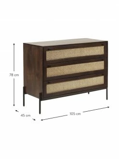 Westwing Collection Commode noire en cannage brun foncé Vienna, larg. 105 x haut. 78 cm 10 Westwing Collection Commode noire en cannage brun foncé Vienna, larg. 105 x haut. 78 cm -furniture Soldes Commode noire en cannage brun fonce Vienna 4