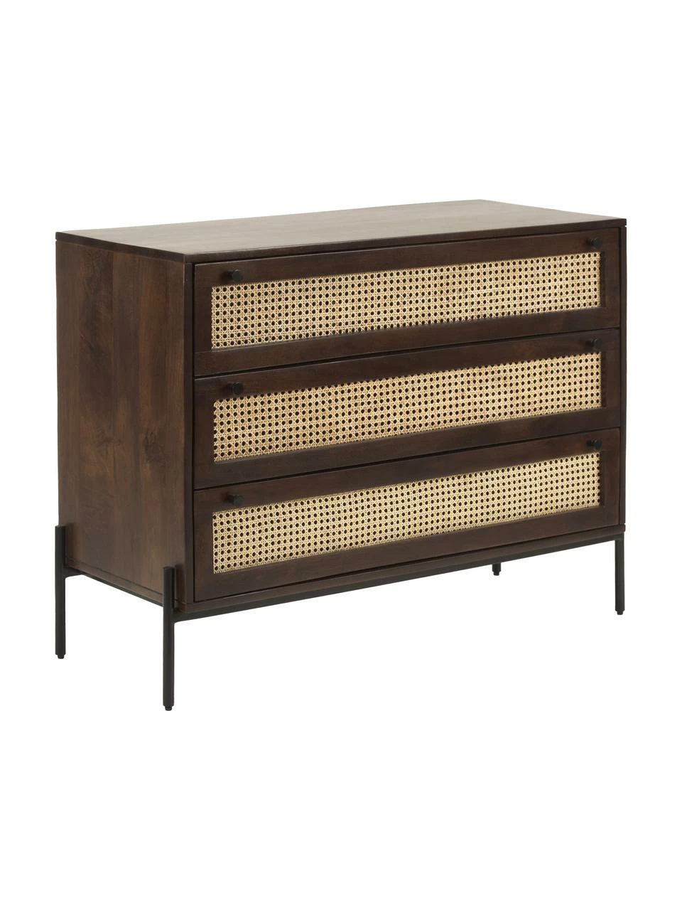 Westwing Collection Commode noire en cannage brun foncé Vienna, larg. 105 x haut. 78 cm 1 Westwing Collection Commode noire en cannage brun foncé Vienna, larg. 105 x haut. 78 cm