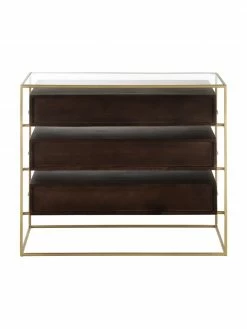 Westwing Collection Commode noire plateau en verre Lyle, larg. 100 x haut. 82 cm -furniture Soldes Commode noire plateau en verre Lyle 5