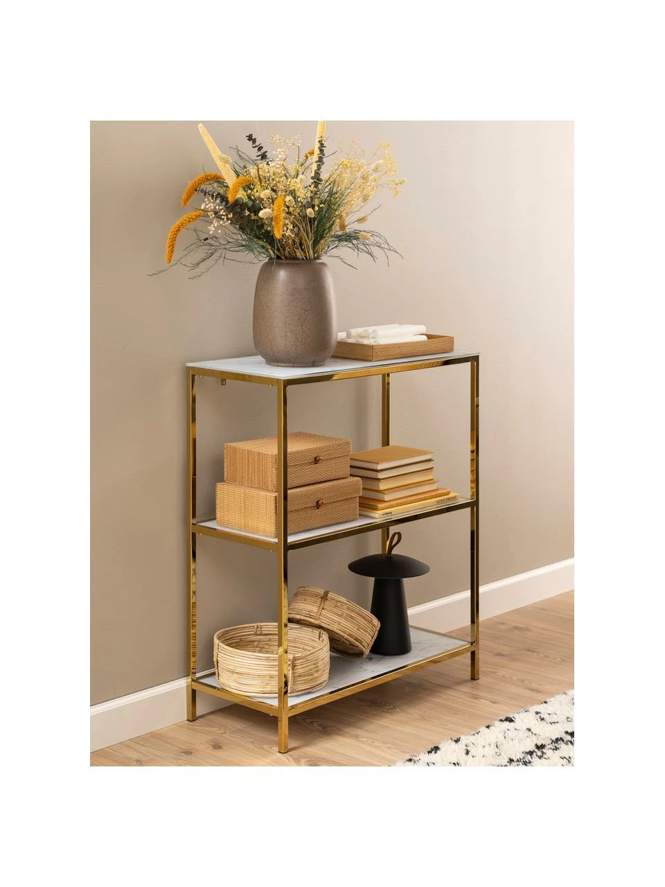 Console aspect marbre Aruba, larg. 70 x haut. 80 cm 2 Console aspect marbre Aruba, larg. 70 x haut. 80 cm – Image 2