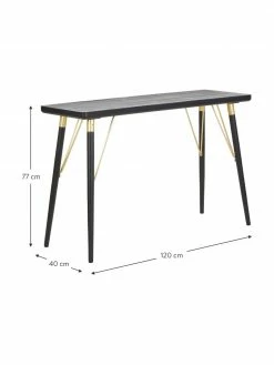 Nordal Console avec éléments couleur dorée Jana, larg. 120 x prof. 40 cmDisponibilité limitée -furniture Soldes Console avec elements couleur doree Jana 2