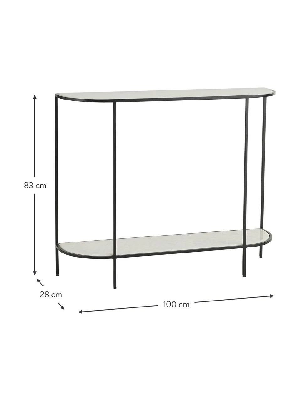 Console avec tablettes en marbre Migona, larg. 100 x haut. 83 cm 3 Console avec tablettes en marbre Migona, larg. 100 x haut. 83 cm – Image 3