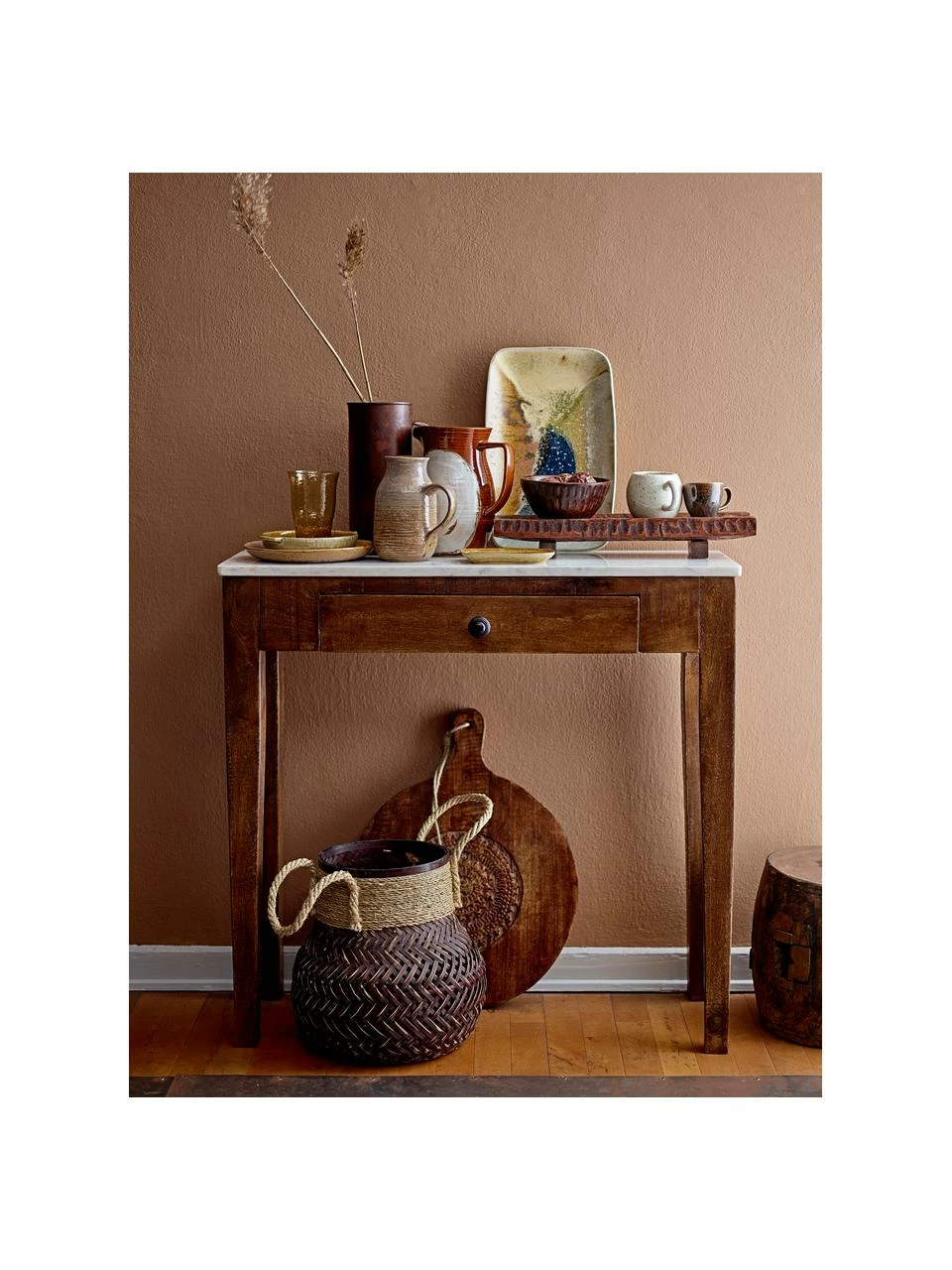 Bloomingville Console en manguier avec plateau en marbre Hauge, larg. 79 x haut. 76 cm 2 Bloomingville Console en manguier avec plateau en marbre Hauge, larg. 79 x haut. 76 cm – Image 2