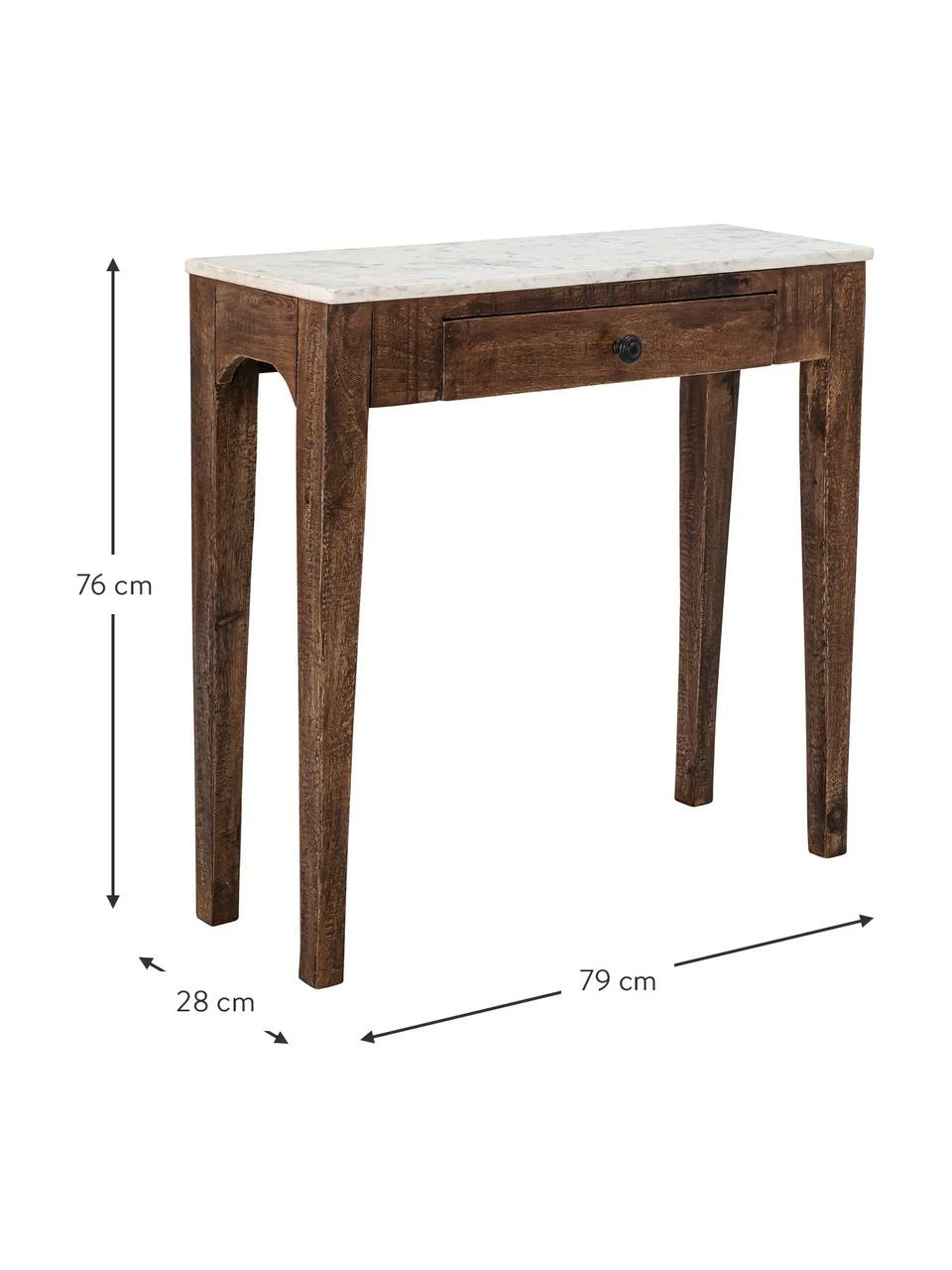 Bloomingville Console en manguier avec plateau en marbre Hauge, larg. 79 x haut. 76 cm 3 Bloomingville Console en manguier avec plateau en marbre Hauge, larg. 79 x haut. 76 cm – Image 3