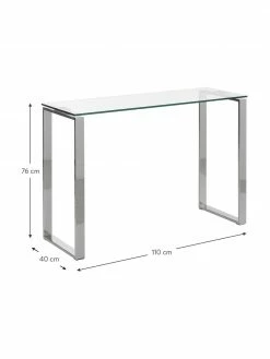 Console en verre cadre argenté Katrine, Larg. 110 x haut. 76 cm -furniture Soldes Console en verre cadre argente Katrine 2