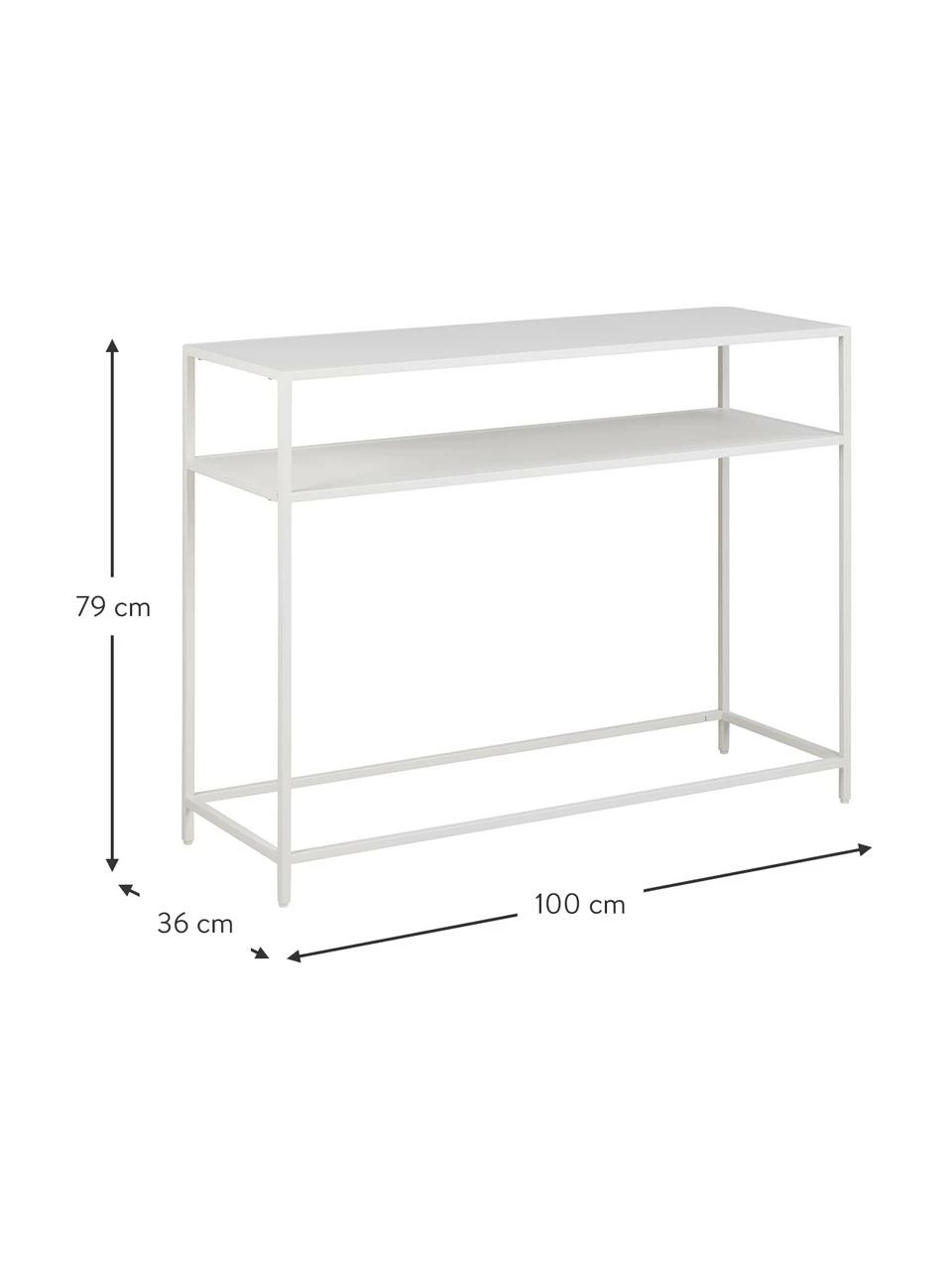Westwing Collection Console industrielle en métal blanc avec tablette Neptun, larg. 100 x haut. 79 cm 2 Westwing Collection Console industrielle en métal blanc avec tablette Neptun, larg. 100 x haut. 79 cm – Image 2