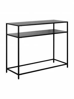 Westwing Collection Console industrielle en métal noir avec tablette Neptun, larg. 100 x haut. 79 cm