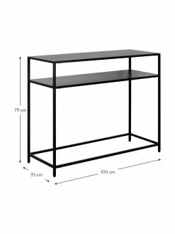 Westwing Collection Console industrielle en métal noir avec tablette Neptun, larg. 100 x haut. 79 cm -furniture Soldes Console industrielle en metal noir avec tablette Neptun 3