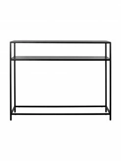 Westwing Collection Console industrielle en métal noir avec tablette Neptun, larg. 100 x haut. 79 cm -furniture Soldes Console industrielle en metal noir avec tablette Neptun 4