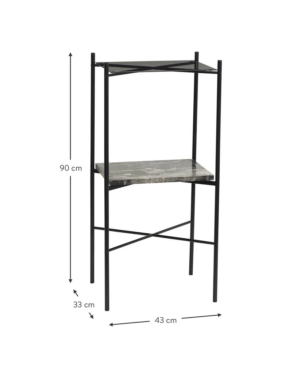 Hübsch Console métal noir avec marbre Niche, larg. 43 x haut. 90 cm 2 Hübsch Console métal noir avec marbre Niche, larg. 43 x haut. 90 cm – Image 2