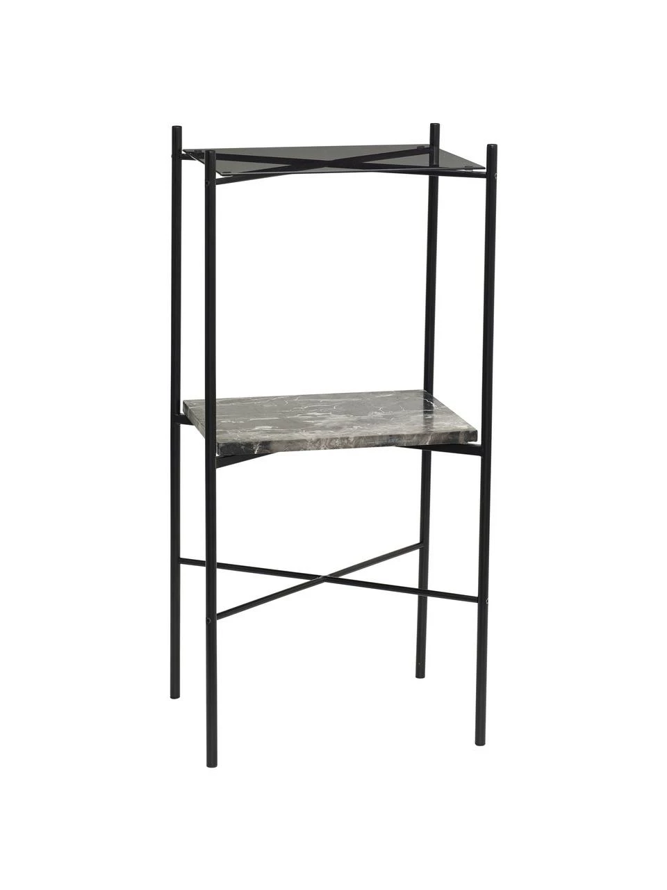 Hübsch Console métal noir avec marbre Niche, larg. 43 x haut. 90 cm 1 Hübsch Console métal noir avec marbre Niche, larg. 43 x haut. 90 cm