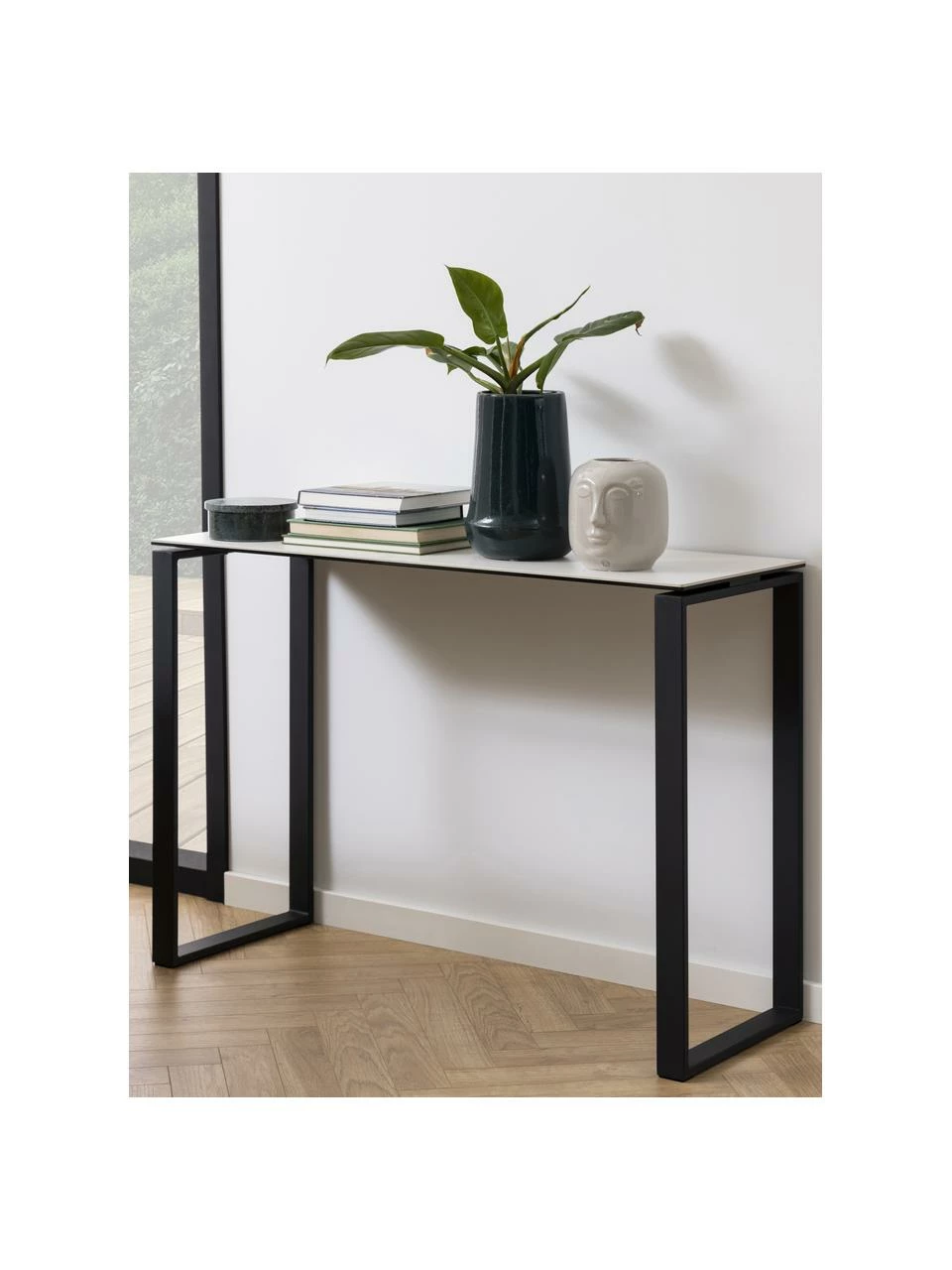 Console plateau en céramique blanc Katrine, larg. 110 x haut. 76 cm 2 Console plateau en céramique blanc Katrine, larg. 110 x haut. 76 cm – Image 2