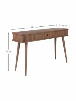 Zuiver Console rétro en bois avec rangement Barbier, larg. 120 x prof. 35 cm -furniture Soldes Console retro en bois avec rangement Barbier 2