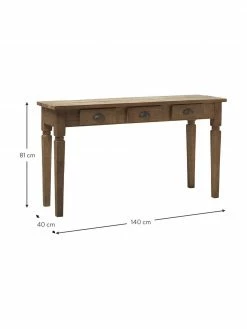 Westwing Collection Console rustique avec tiroirs Elea, larg. 140 x haut. 81 cm -furniture Soldes Console rustique avec tiroirs Elea 3