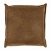 Westwing Collection Coussin canapé 60x60 en cuir recyclé brun Lennon, larg. 60 x long. 60 cm