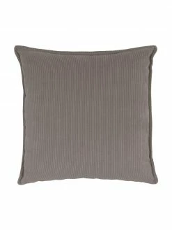 Westwing Collection Coussin canapé 60x60 velours côtelé brun Lennon, larg. 60 x long. 60 cm