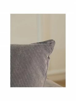 Westwing Collection Coussin canap&eacute; 60x60 velours c&ocirc;tel&eacute; gris Lennon, larg. 60 x long. 60 cm -furniture Soldes Coussin canape 60x60 velours cotele gris Lennon 2