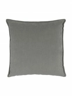 Westwing Collection Coussin canapé 60x60 velours côtelé gris Lennon, larg. 60 x long. 60 cm