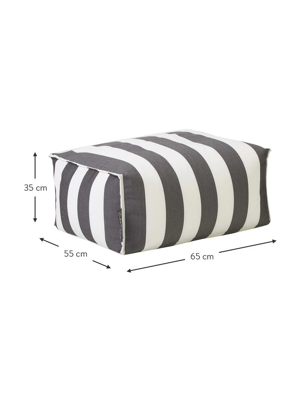 Magma Coussin de sol d'extérieur gris/blanc Korfu, larg. 65 x haut. 35 cm 3 Magma Coussin de sol d'extérieur gris/blanc Korfu, larg. 65 x haut. 35 cm – Image 3