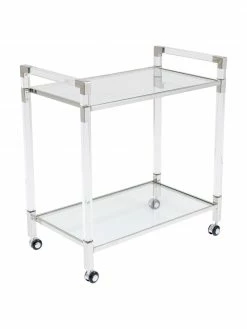 Kare Design Desserte argentée en verre Josy, larg. 85 x haut. 80 cm