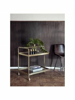 Nordal Desserte dorée en métal et verre finition antiquaireTroy, larg. 70 cm, haut. 75 cm -furniture Soldes Desserte doree en metal et verre finition antiquaireTroy 5