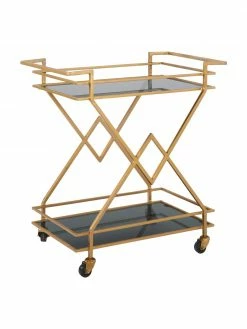 Nordal Desserte dorée finition antiquaire Ben, larg. 76 x haut. 80 cm