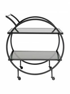Kare Design Desserte en métal noir avec plateau en verre Loft, larg. 74 x haut. 85 cm