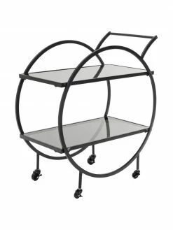 Kare Design Desserte en m&eacute;tal noir avec plateau en verre Loft, larg. 74 x haut. 85 cm -furniture Soldes Desserte en metal noir avec plateau en verre Loft 4