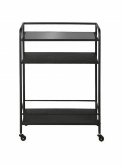 Desserte métal noir plateau en verre Markus, larg. 58 x haut. 83 cm -furniture Soldes Desserte metal noir plateau en verre Markus 2