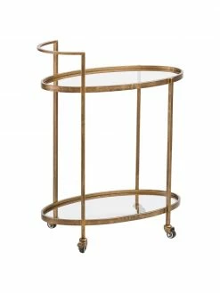 Desserte plateau de verre Push Antic, larg. 67 x haut. 86 cm