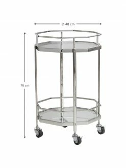 Desserte ronde argentée en métal et verre Bilbao, Ø 48 x haut. 76 cm -furniture Soldes Desserte ronde argentee en metal et verre Bilbao 2