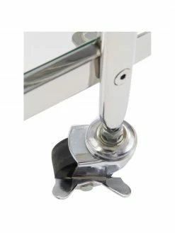 Desserte ronde argentée en métal et verre Bilbao, Ø 48 x haut. 76 cm -furniture Soldes Desserte ronde argentee en metal et verre Bilbao 4