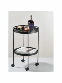 Zone Desserte ronde en métal noir Rocks, Ø 35 x haut. 61 cmDisponibilité limitée -furniture Soldes Desserte ronde en metal noir Rocks 2
