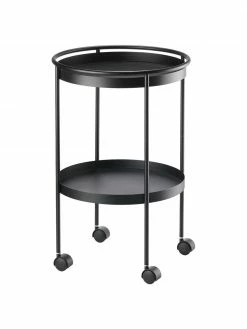 Zone Desserte ronde en métal noir Rocks, Ø 35 x haut. 61 cmDisponibilité limitée
