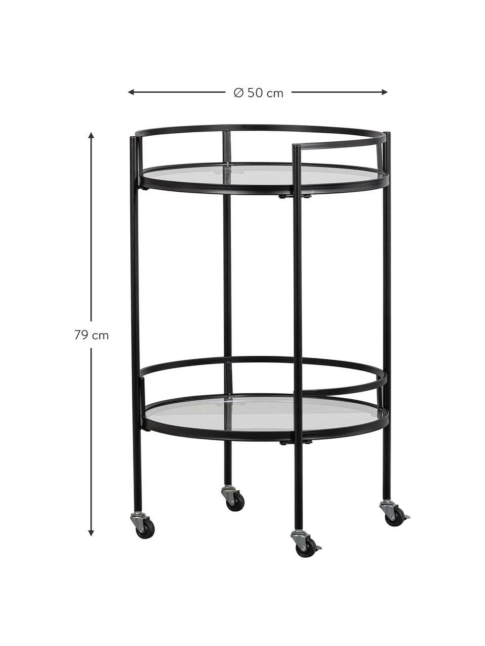 Desserte ronde en verre noirZora, Ø 50 x haut. 79 cm 2 Desserte ronde en verre noirZora, Ø 50 x haut. 79 cm – Image 2