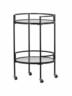 Desserte ronde en verre noirZora, Ø 50 x haut. 79 cm