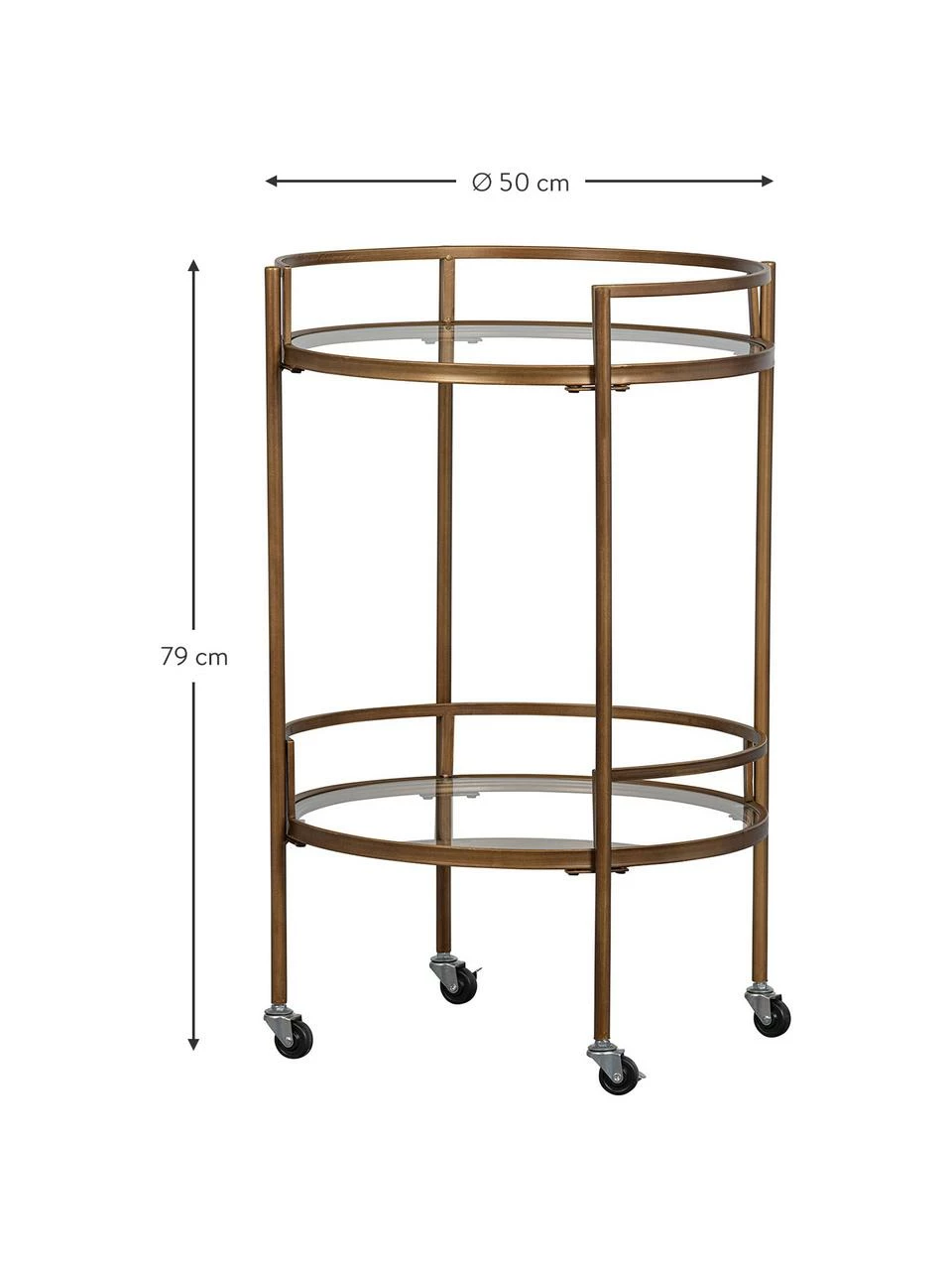Desserte ronde finition antiquaire avec plateau en verre Zora, Ø 50 x haut. 79 cm 2 Desserte ronde finition antiquaire avec plateau en verre Zora, Ø 50 x haut. 79 cm – Image 2