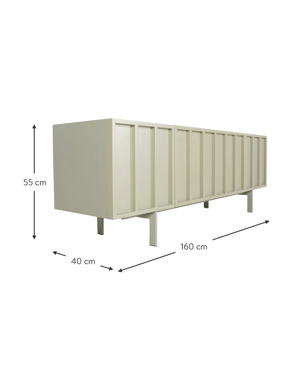 HKliving Enfilade beige Pebble, larg. 160 x haut. 55 cm 3 HKliving Enfilade beige Pebble, larg. 160 x haut. 55 cm – Image 3