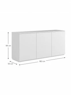 Enfilade blanche avec portes Join, larg. 180 x haut. 84 cm -furniture Soldes Enfilade blanche avec portes Join 2