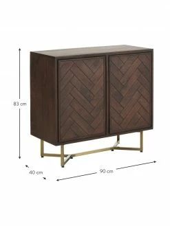 Westwing Collection Enfilade bois massif motif chevrons Luca, larg. 90 x haut. 83 cm -furniture Soldes Enfilade bois massif motif chevrons Luca 2